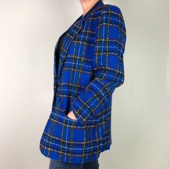 Courtenay Jackets & Coats Courtenay Oversized Blue Plaid Tweed